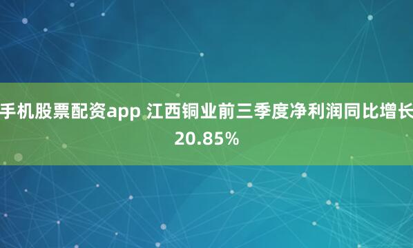 手机股票配资app 江西铜业前三季度净利润同比增长20.85%